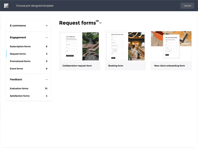 Getform template gallery overview