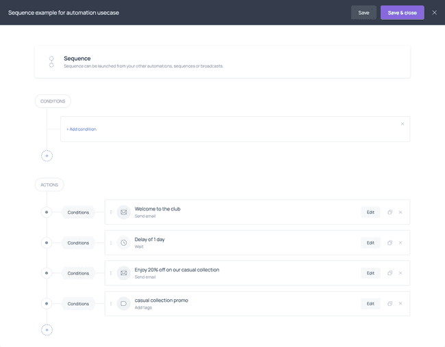 Example of sequence created in Getform